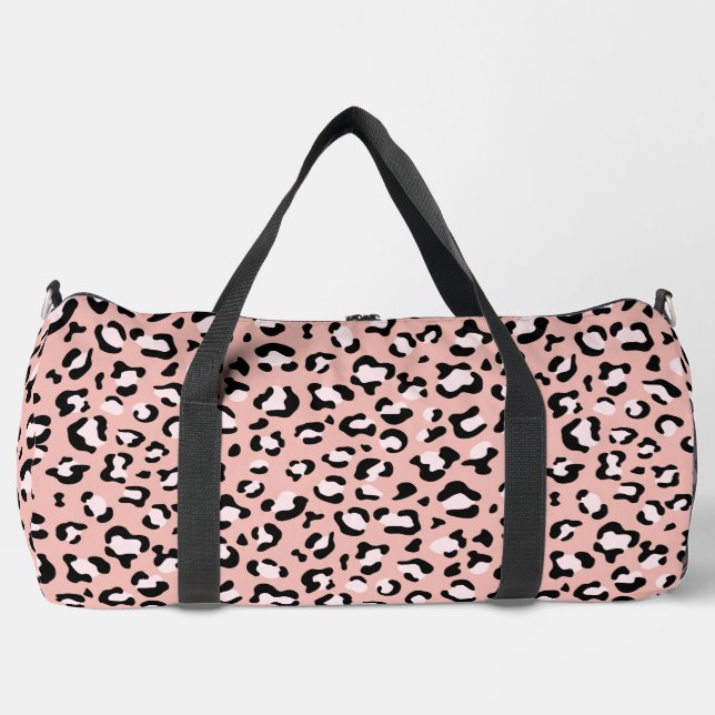 Leopard Print, Leopard Spots, Pink Leopard Duffle Bag (Front)
