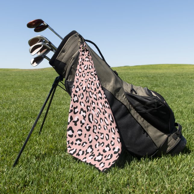 Leopard Print, Leopard Spots, Pink Leopard Golf Towel (Green)