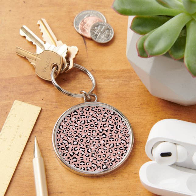 Leopard Print, Leopard Spots, Pink Leopard Key Ring (Desk)