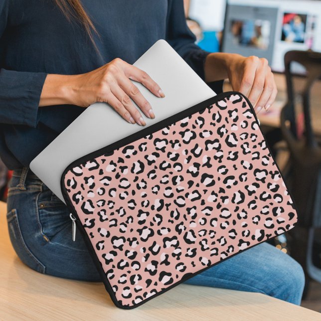 Leopard Print, Leopard Spots, Pink Leopard Laptop Sleeve (Creator Uploaded)
