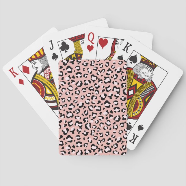 Leopard Print, Leopard Spots, Pink Leopard Playing Cards (Back)