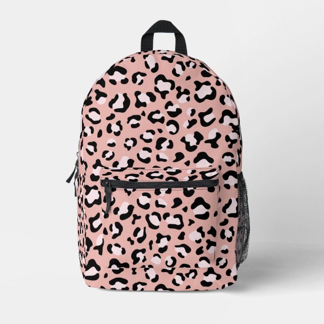 Leopard Print, Leopard Spots, Pink Leopard Printed Backpack (Front)