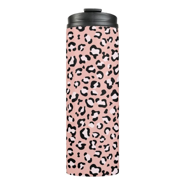 Leopard Print, Leopard Spots, Pink Leopard Thermal Tumbler (Front)