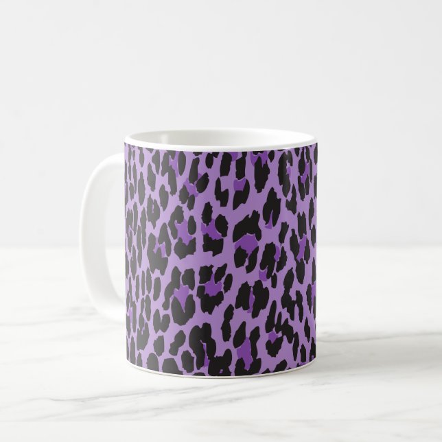 Leopard Print, Leopard Spots, Purple Leopard Coffee Mug (Front Left)