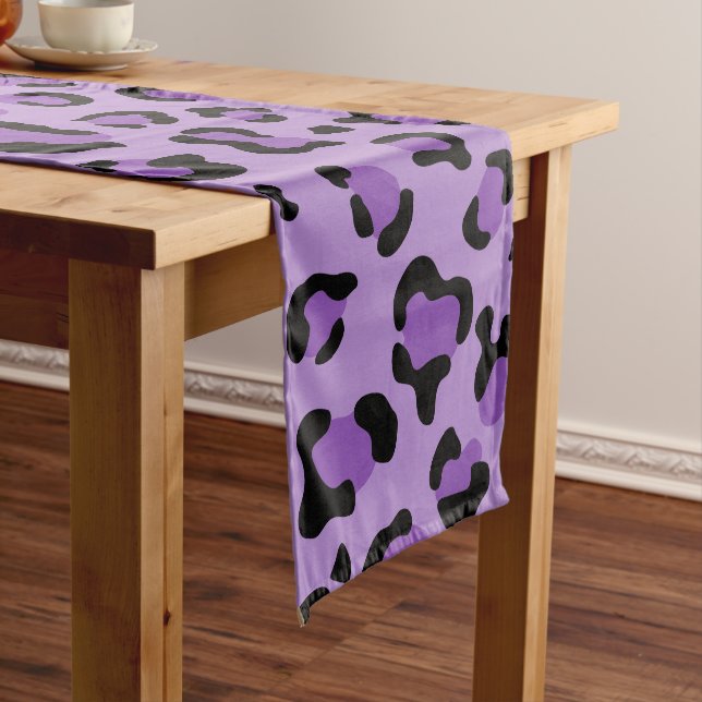 Leopard Print, Leopard Spots, Purple Leopard Medium Table Runner (In Situ)
