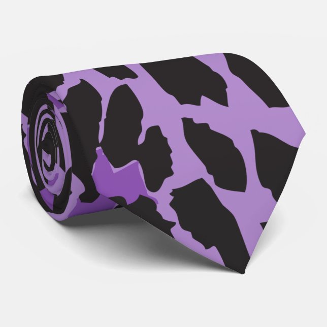Leopard Print, Leopard Spots, Purple Leopard Tie (Rolled)