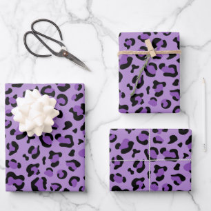 Leopard Print, Leopard Spots, Purple Leopard Wrapping Paper Sheet