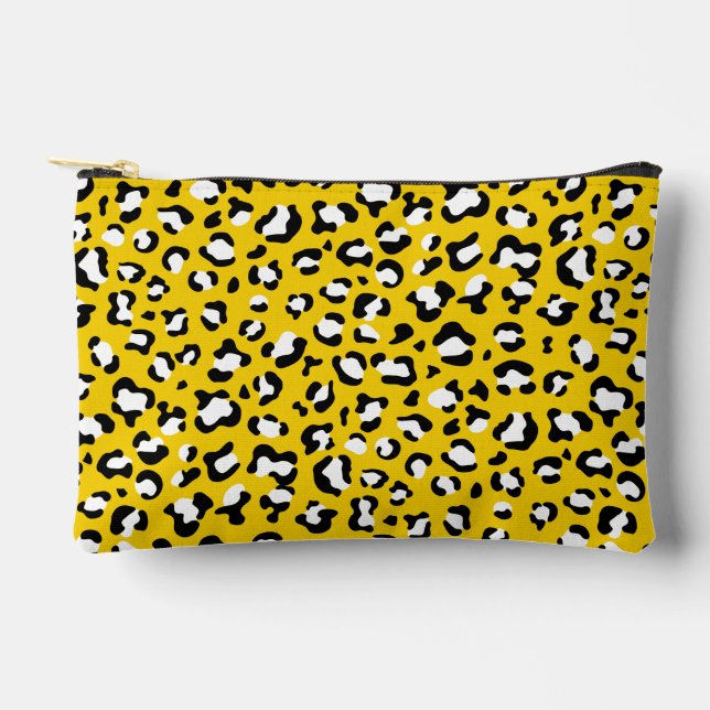 Leopard Print, Leopard Spots, Yellow Leopard Accessory Pouch (Front)