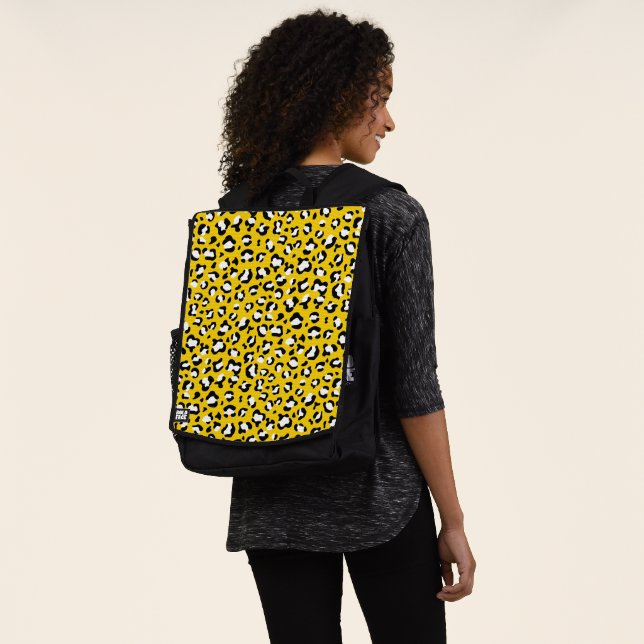 Leopard Print, Leopard Spots, Yellow Leopard Backpack (Worn)