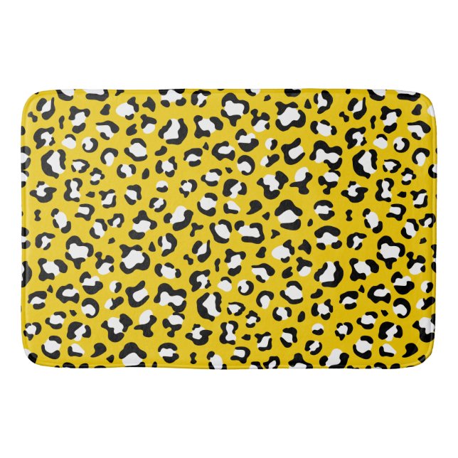 Leopard Print, Leopard Spots, Yellow Leopard Bath Mat (Front)