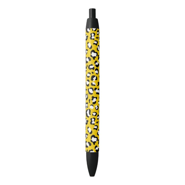Leopard Print, Leopard Spots, Yellow Leopard Black Ink Pen (Front Vertical)