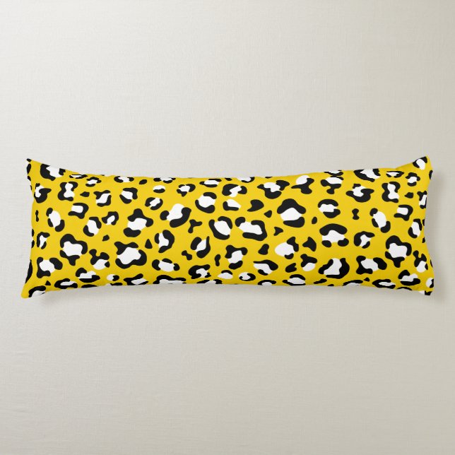 Leopard Print, Leopard Spots, Yellow Leopard Body Cushion (Front)