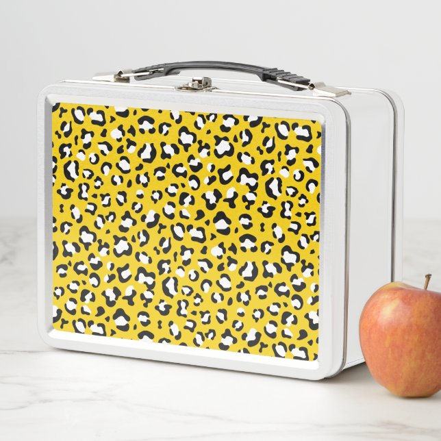 Leopard Print, Leopard Spots, Yellow Leopard Metal Lunch Box (In Situ)