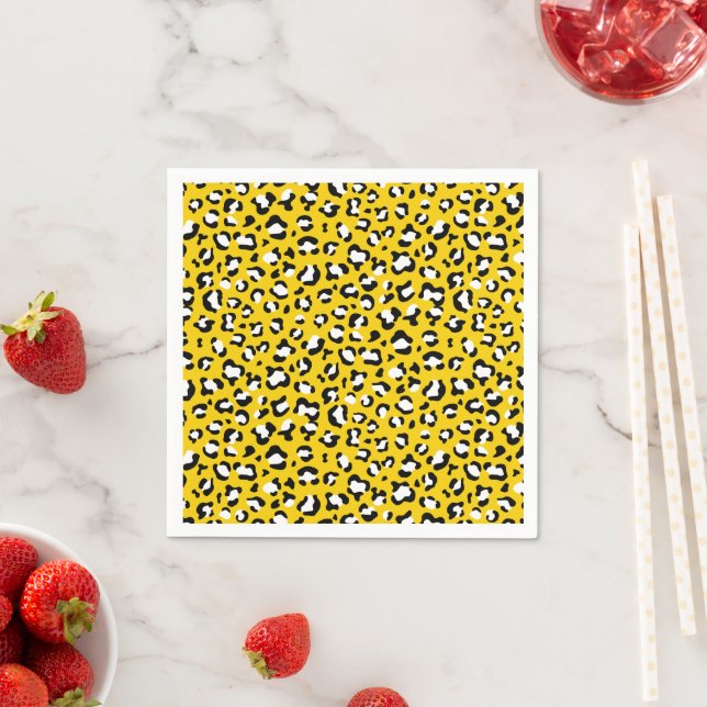 Leopard Print, Leopard Spots, Yellow Leopard Napkin (Insitu)