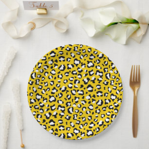Leopard Print, Leopard Spots, Yellow Leopard Paper Plate