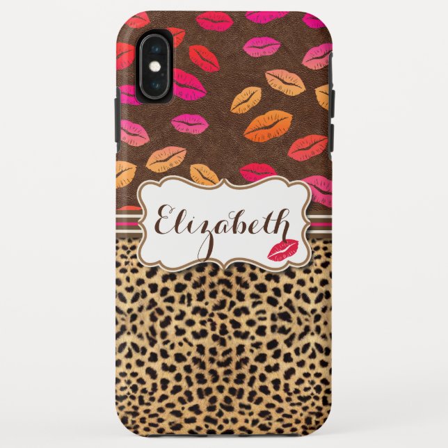 Leopard Print Lips Kisses Personalised Case-Mate iPhone Case (Back)