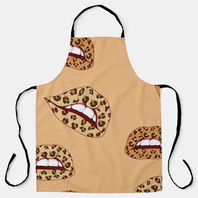 Leopard print lips seamless pattern,cheetah lips d apron (Front)