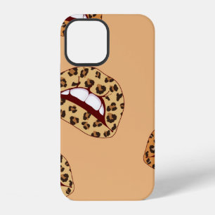 Leopard print lips seamless pattern,cheetah lips d iPhone 12 case