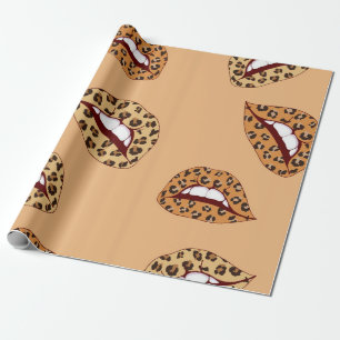 Leopard print lips seamless pattern,cheetah lips d wrapping paper
