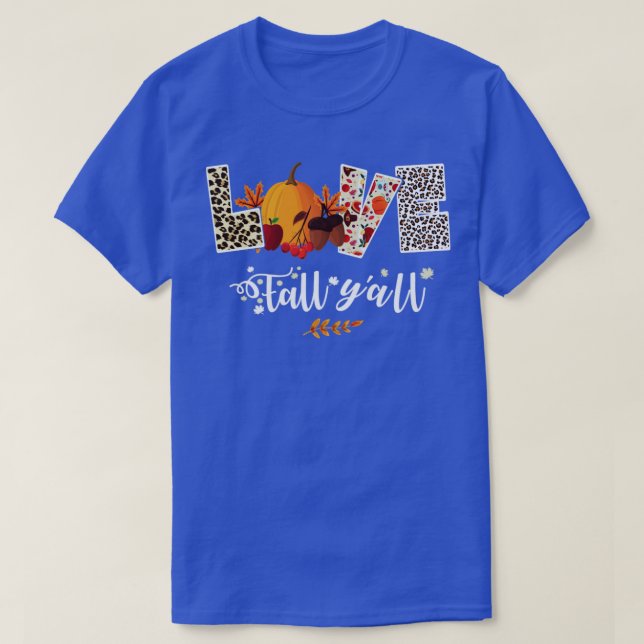 Leopard Print Love Fall Yall T-Shirt (Design Front)