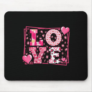 Leopard Print Love Red Lips Word Letter Cute Valen Mouse Pad
