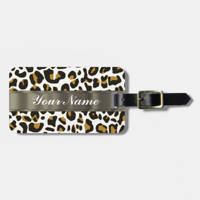 leopard print luggage tag (Front Horizontal)