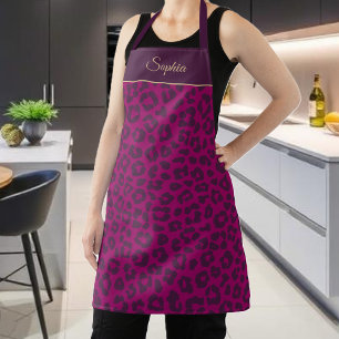 Leopard Print-Magenta- Apron