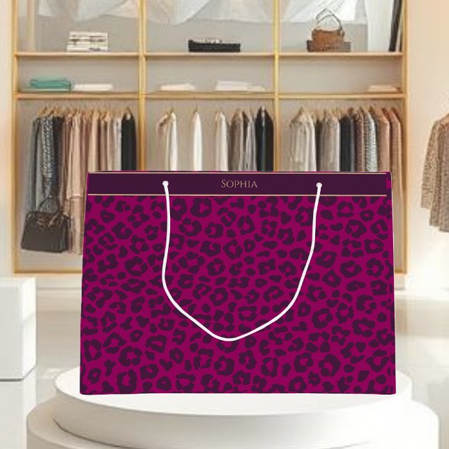 Leopard Print-Magenta Large Gift Bag (Leopard Print-Magenta Large Gift Bag )