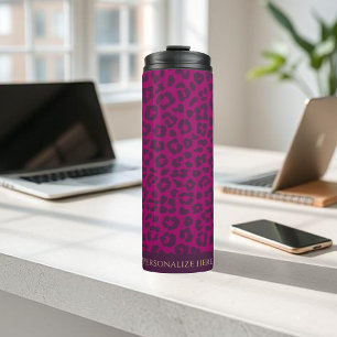 Leopard Print-Magenta- Thermal Tumbler