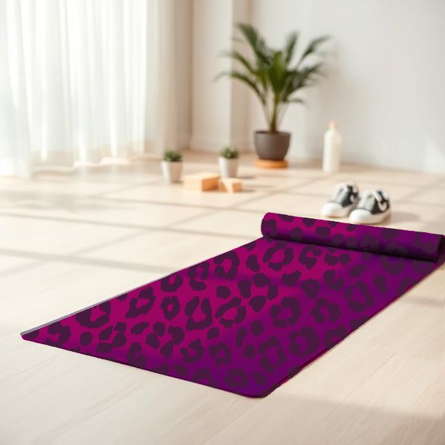 Leopard Print-Magenta- Yoga Mat (Leopard Print-Magenta- Yoga Mat )