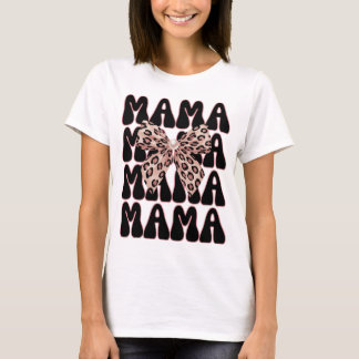 Leopard Print Mama Coquette Cheetah Bow Trendy Mum T-Shirt