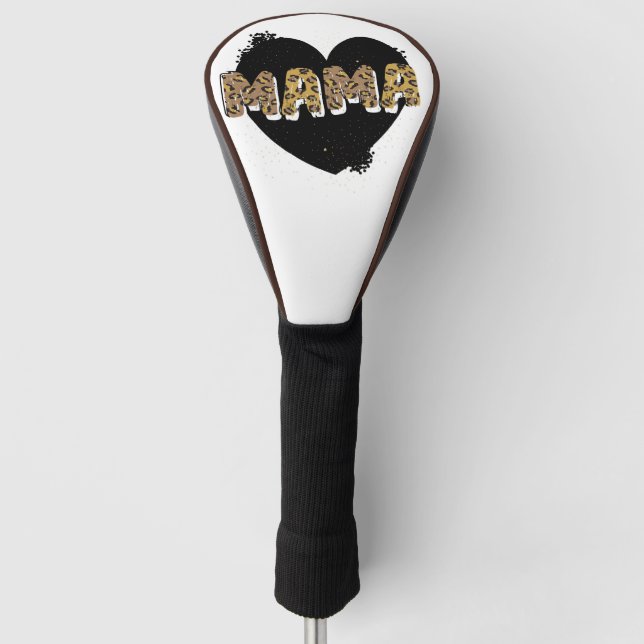 Leopard Print Mama Heart Golf Head Cover (Front)