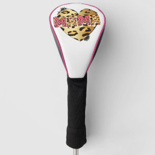 Leopard Print Mama Heart Golf Head Cover