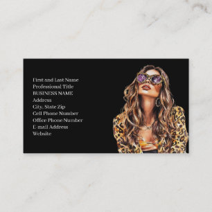 Leopard Print Model Fashion Woman Business Card