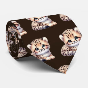 Leopard Print Modern Kawaii Cute Cheetah Babies Tie