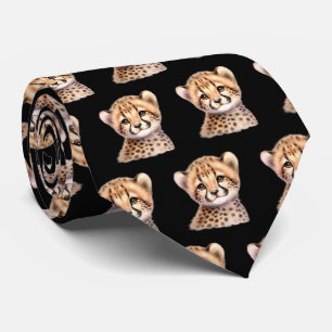 Leopard Print Modern Kawaii Cute Cheetah Babies Tie