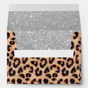 Leopard Print Modern Silver Glitter Elegant Envelopes