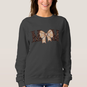 Leopard Print Mom Sweatshirt with Coquette Bow