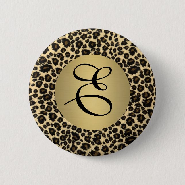Leopard Print Monogram 6 Cm Round Badge (Front)