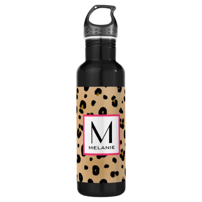 Leopard Print Monogram 710 Ml Water Bottle (Front)