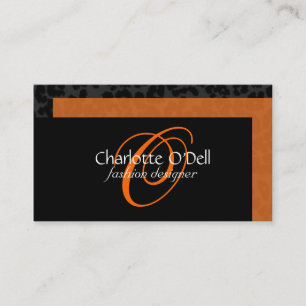 leopard print monogram business card