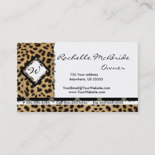 Leopard Print Monogram Business Cards