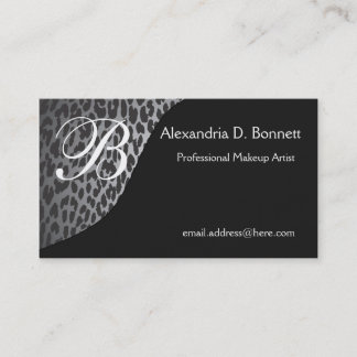 Leopard Print Monogram Business Cards