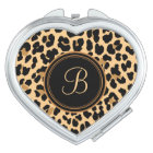 Leopard Print Monogram Compact Travel Mirror