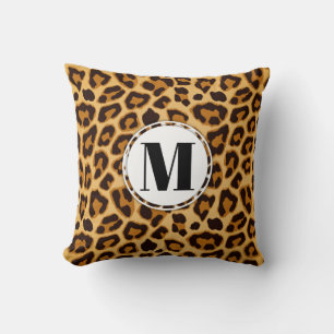 Leopard Print Monogram Cushion