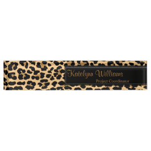 Leopard Print Monogram Desk Name Plate
