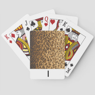 Leopard Print monogram I initials Playing Cards