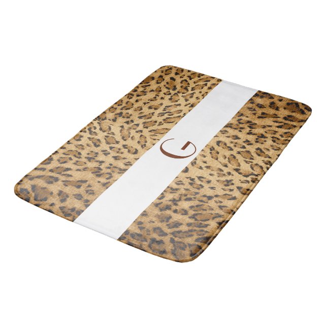 Leopard Print Monogram Initial G Home Rug or Mat (Angled)