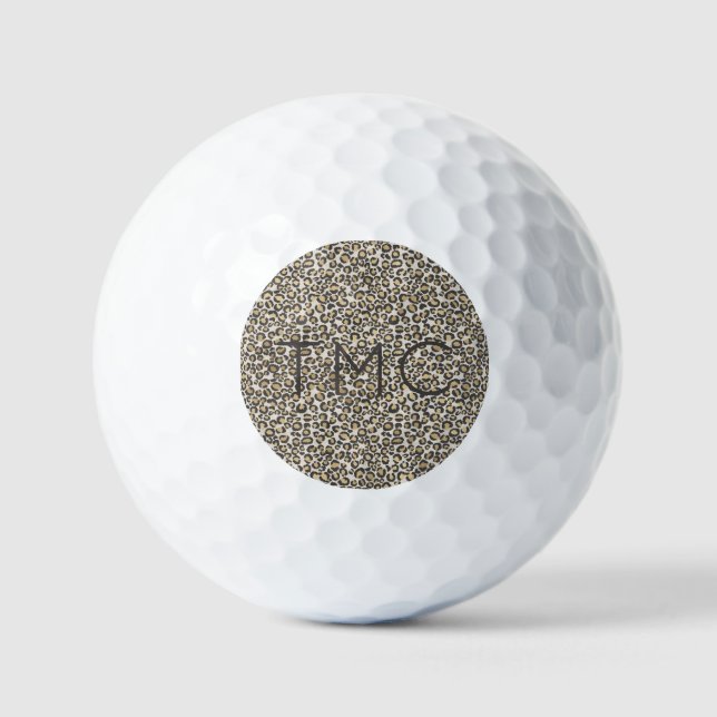 Leopard Print Monogram INITIALS Sports Chic Fun Golf Balls (Front)