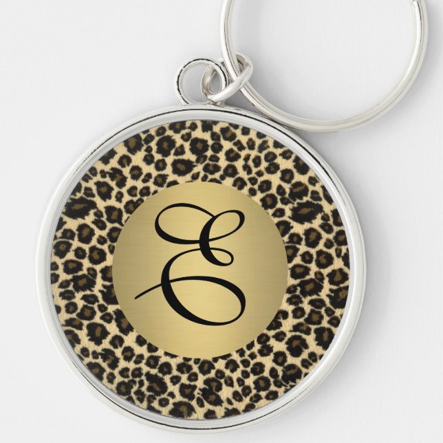 Leopard Print Monogram Key Ring (Front)